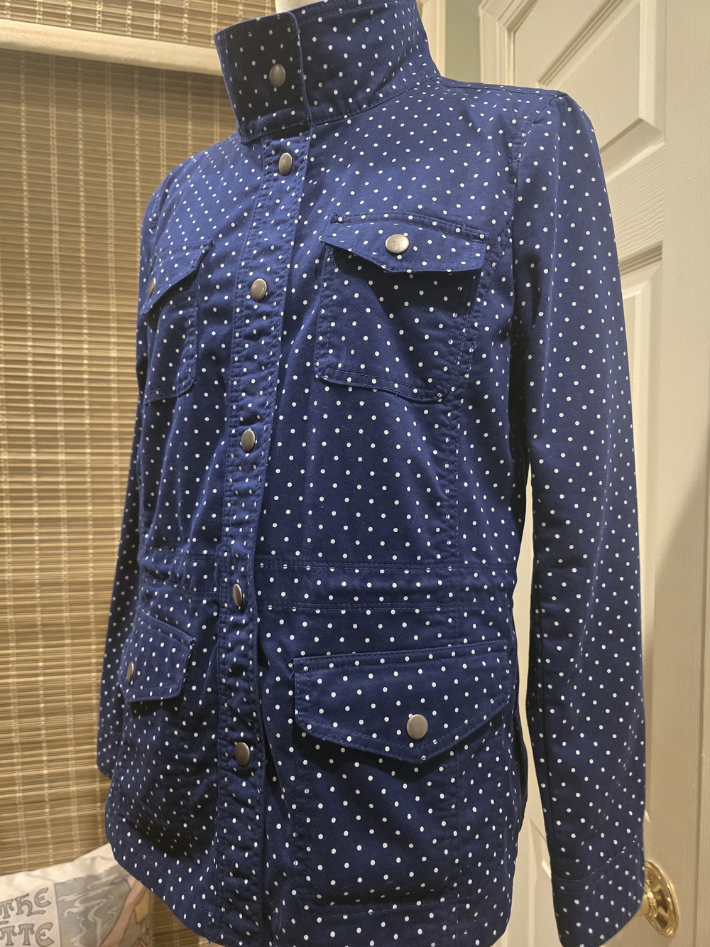 Talbots Navy Polka Dot Utility Jacket